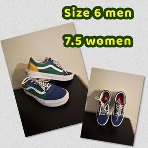 Vans Blue and Green Low-Top Sneakers